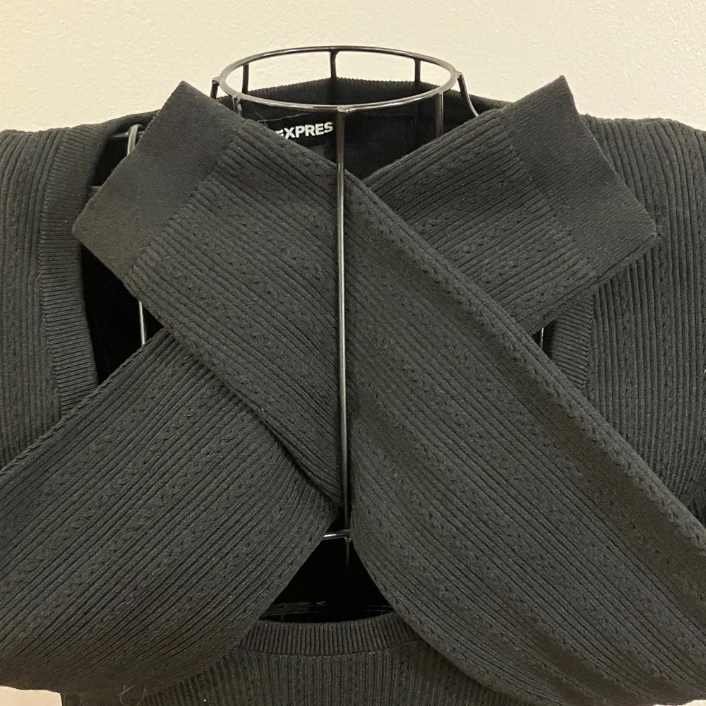 Express Black Ribbed Long Sleeve Bodysuit - Picture 7 of 10